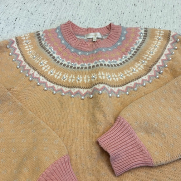 LoveShackFancy Sweaters - Loveshackfancy Pearl Embellished Sweater Size Large
